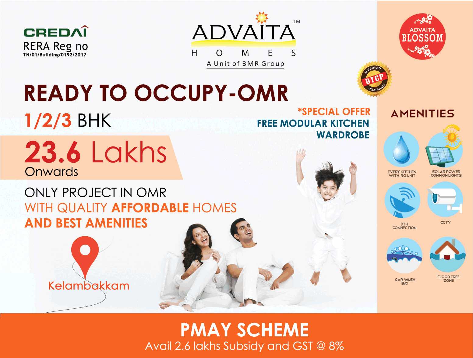 Avail 2.6 lakh subsidy & GST @ 8% at Advaita Blossom in Chennai Update